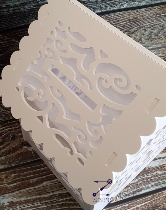 Casuta de dar personalizata pentru nunta, decupata din PVC alb, 30 x 30 x 40 cm, capacitate de pana la 200 de plicuri [5]