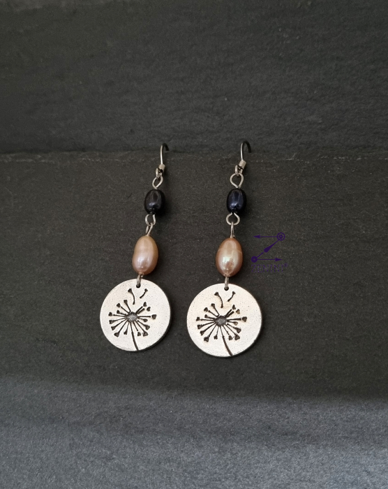 Cercei argint cu model papadie si perle de cultura [3]