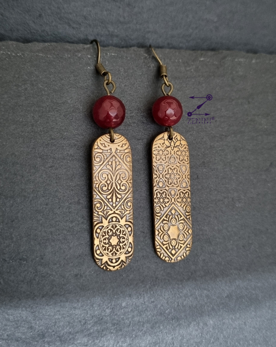 Cercei bronz model oriental si margele de jad [1]