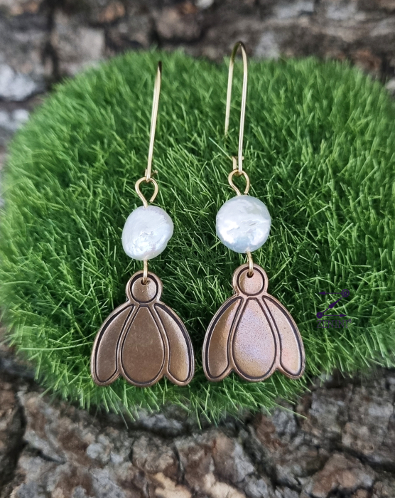 Cercei ghiocei din bronz cu perle baroc [3]