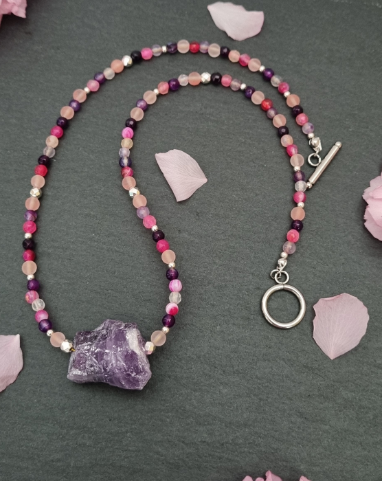 Colier cu ametist brut, agate si hematit - unicat [2]