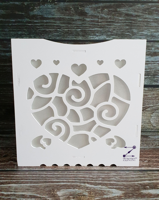 Cutie de dar cu inimioare pentru nunta sau botez, decupata din PVC alb, 30 x 28 x 30 cm, capacitate de pana la 150 de plicuri [3]