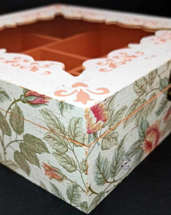 Cutie compartimentata cu trandafiri shabby chic [9]