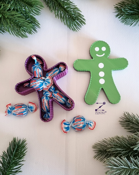Cutiuta Gingerbread printata 3D din plastic, umpluta cu bomboane [2]