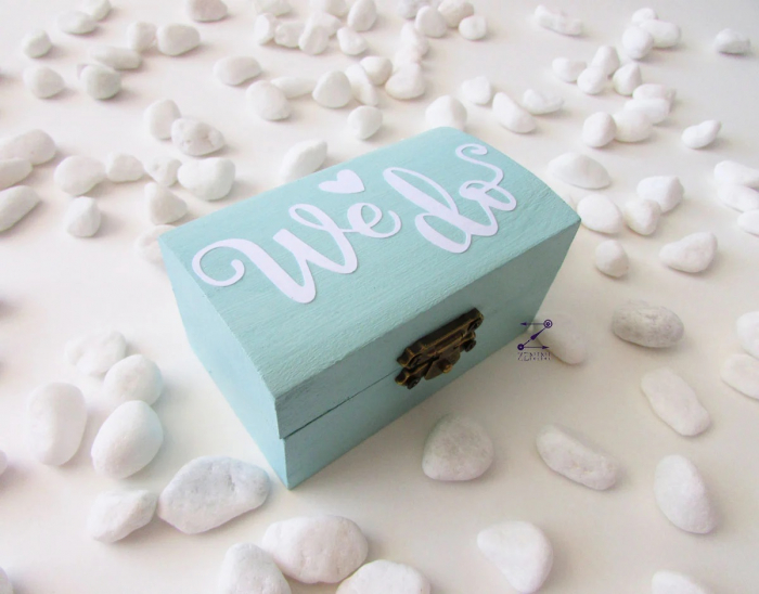 Cutiuta verighete din lemn We do, cu pernuta din satin catifelat - personalizata [6]