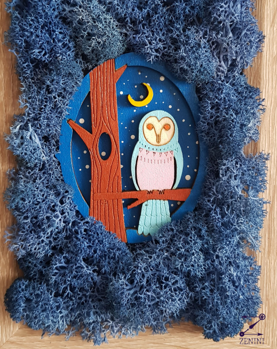 Decoratiune cu licheni si bufnita pictata [5]