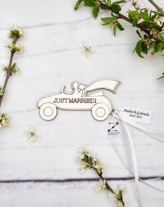 Marturie nunta Just married, magnet personalizat [2]