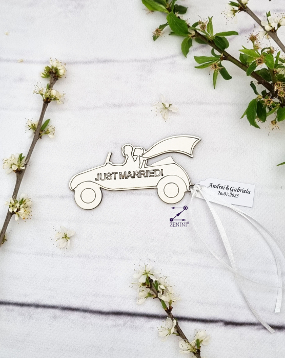 Marturie nunta Just married, magnet personalizat [3]