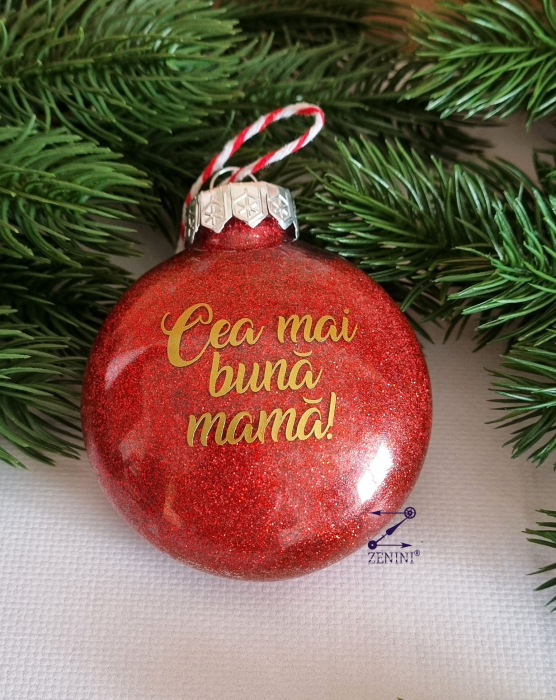 Set cadou Craciun cea mai buna mama: cana ceramica, glob plastic personalizat [7]