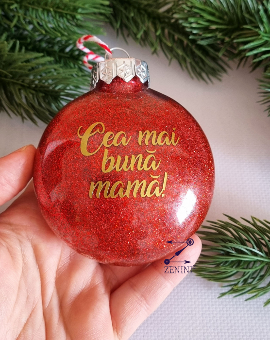 Set cadou Craciun cea mai buna mama: cana ceramica, glob plastic personalizat [8]