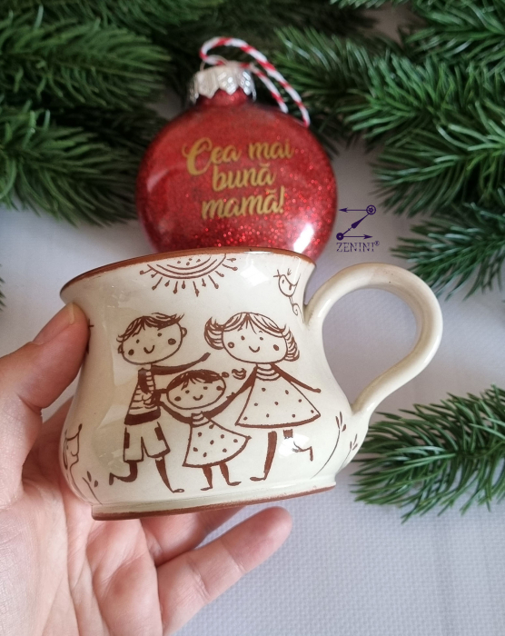 Set cadou Craciun cea mai buna mama: cana ceramica, glob plastic personalizat [4]