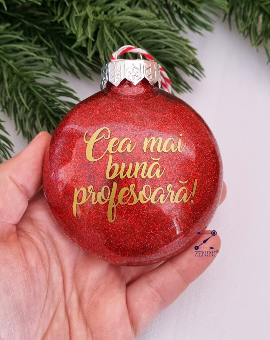 Set cadou Craciun pentru profesoara: cana ceramica, glob plastic personalizat [2]