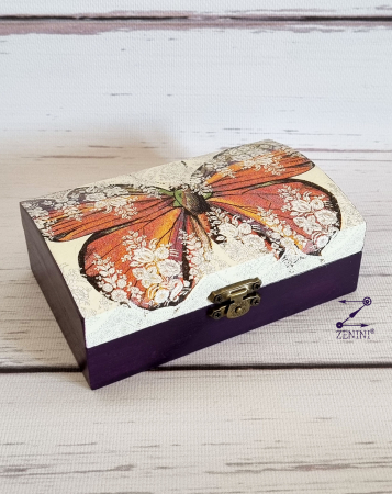 Cutii bijuterii - Cutie bijuterii cu fluture dantelat