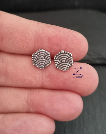 BIJUTERII ARGINT - Cercei argint hexagonali cu model valuri