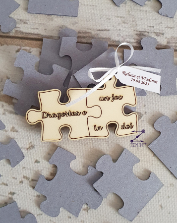 Marturie nunta puzzle magnet, personalizat [1]