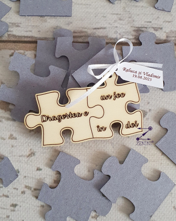 NUNTA - Marturie nunta puzzle magnet, personalizat