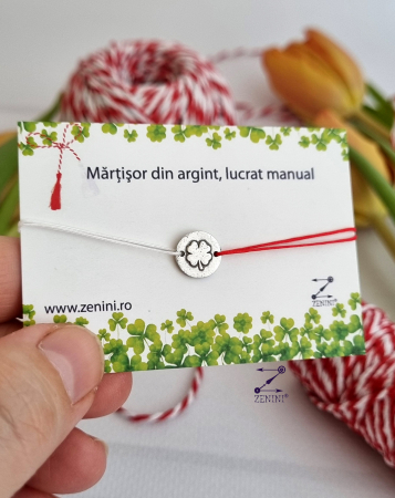 Martisor - Bratara martisor: trifoi cu patru foi din argint