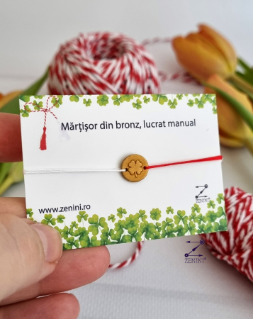 Martisor - Bratara martisor: trifoi cu patru foi din bronz