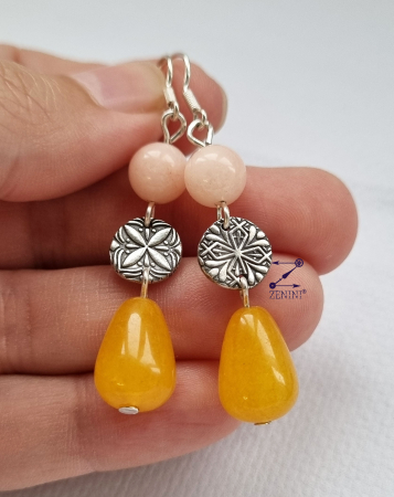 BIJUTERII ARGINT - Cercei argint cu model oriental si margele de jad