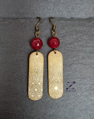Cercei bronz model oriental si margele de jad [1]