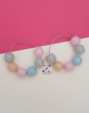 Cercei hoops cu margele pastelate [2]