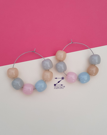 Cercei hoops cu margele pastelate [4]