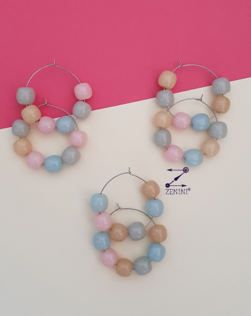 Cercei hoops cu margele pastelate [1]