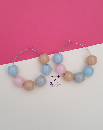 Cercei hoops cu margele pastelate [3]