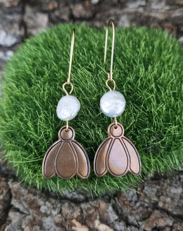 Cercei ghiocei din bronz cu perle baroc [2]