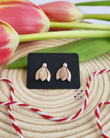 Martisor - Cercei ghiocei din bronz, realizati manual
