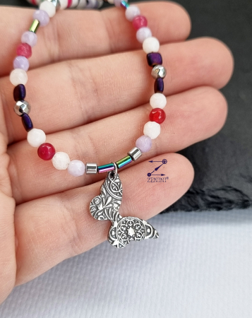 Colier cu jad, agate si hematit cu medalion argint cu model oriental - unicat [2]