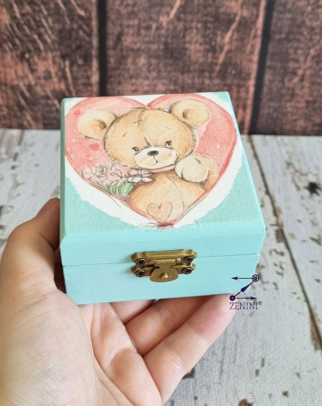 Accesorii copii - Cutie pastel cu ursulet si inimioara