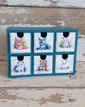 Cutii bijuterii - Cutie cu sertare, model cu pisici