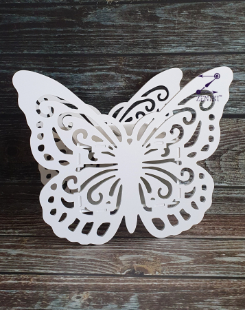 Cutii de dar botez - Cutie de dar in forma de fluture pentru nunta sau botez, decupata din PVC alb, 26 x 20 x 14 cm, capacitate de pana la 100 de plicuri
