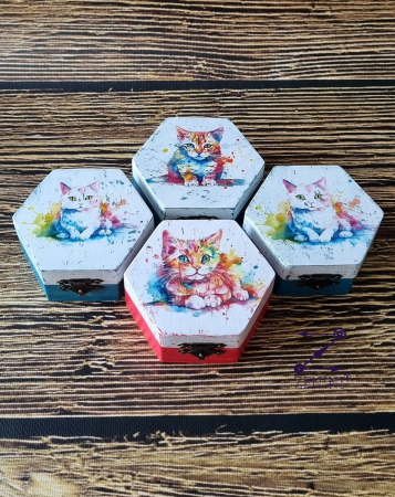 Cutii bijuterii - Cutiuta colorata cu pisica, diverse modele