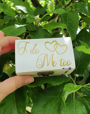 Cutii verighete - Cutiuta verighete din lemn I do Me too, cu pernuta din satin catifelat - personalizata