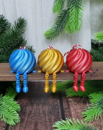 Craciun - Glob colorat cu picioare, printat 3D