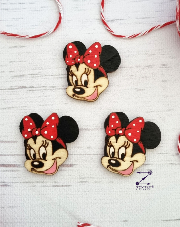 Martisor brosa Minnie Mouse din lemn, pictat manual [1]