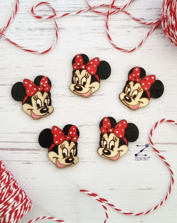 Martisor - Martisor brosa Minnie Mouse din lemn, pictat manual