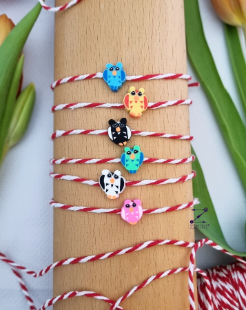 Martisor - Martisor pentru copii: bratara cu bufnite colorate