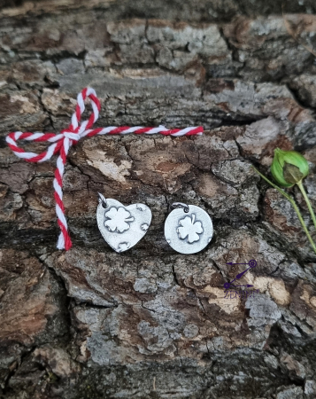 Martisor - Martisor trifoi cu patru foi, din argint