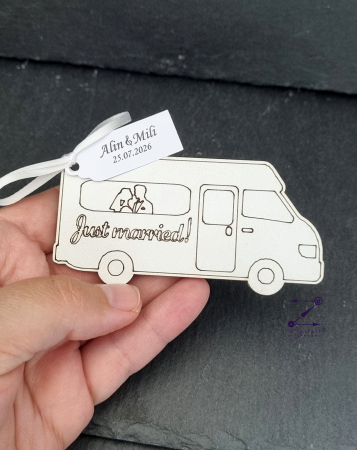 NUNTA - Marturie nunta rulota, magnet personalizat