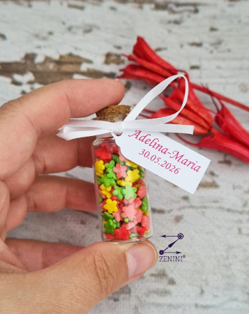 Marturii botez - Marturii botez sticlute cu flori colorate