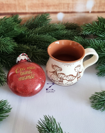 Craciun - Set cadou Craciun cea mai buna mama: cana ceramica, glob plastic personalizat
