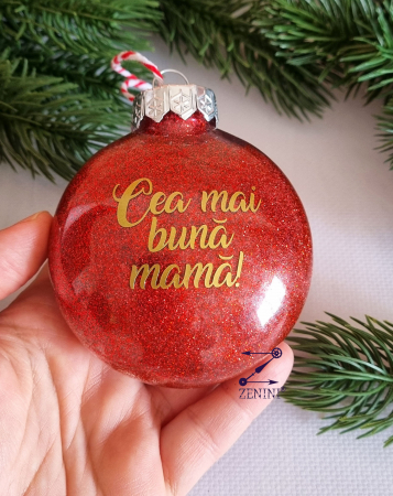 Set cadou Craciun cea mai buna mama: cana ceramica, glob plastic personalizat [7]