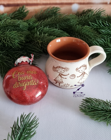 Craciun - Set cadou Craciun pentru diriginta: cana ceramica, glob plastic personalizat