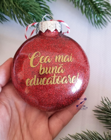 Set cadou Craciun pentru educatoare: manusi, oglinda, glob personalizat, lumanare din ceara de albine si bomboane Raffaello [3]