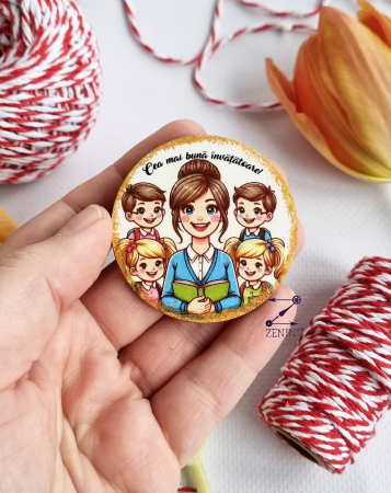 Set cadou martie pentru invatatoare: cana ceramica, esarfa eleganta, brosa martisor si bomboana Raffaello [9]