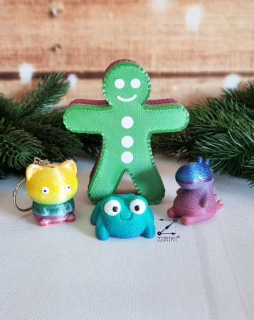 Figurine 3D - Set cadou de Craciun pentru copii: jucarii animalute printate 3D, breloc si cutiuta cu bomboane cadou