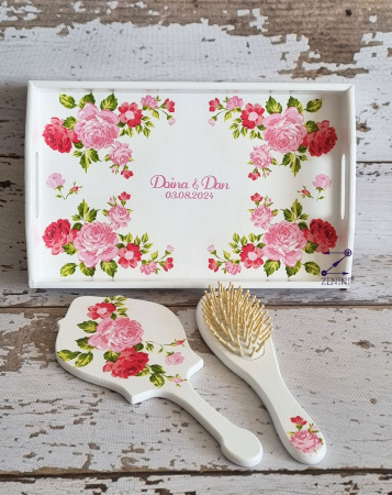 Set mireasa cu flori roz
